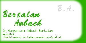 bertalan ambach business card
